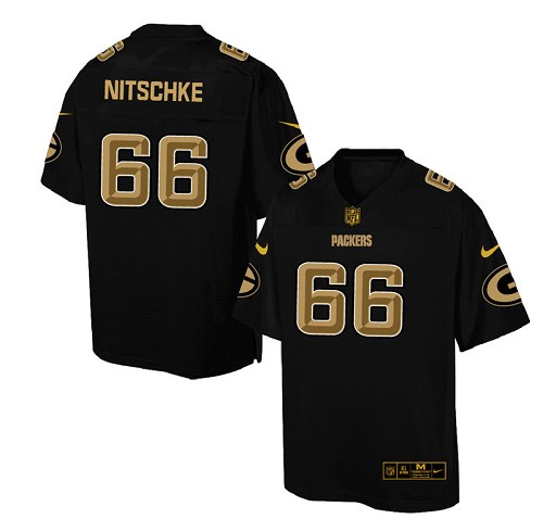 Men's Elite Ray Nitschke Nike Jersey Black - #66 Pro Line Gold Collection NFL Green Bay Packers